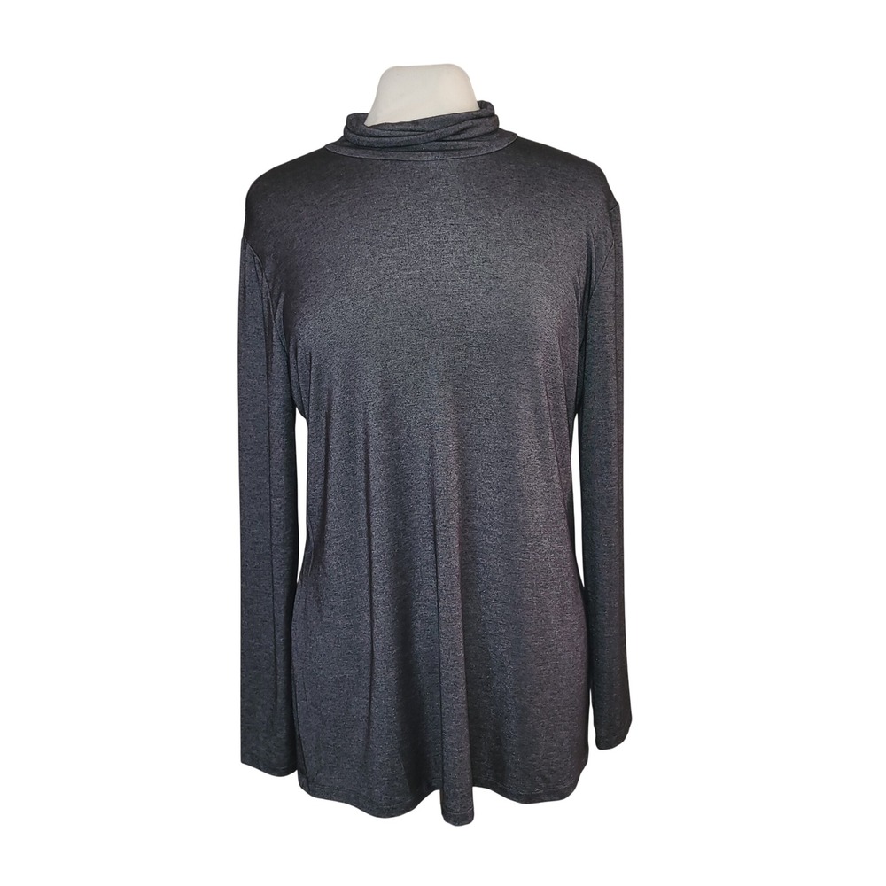 J. McLaughlin Steel Gray Sheen Mock Neck Minimalist Preppy Stretch Tunic XL